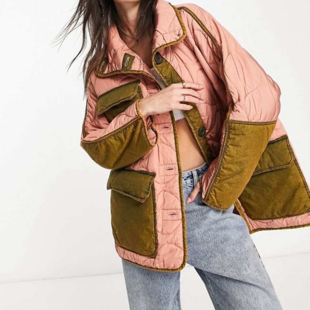 Free People Mixed Military Dolman Jacket